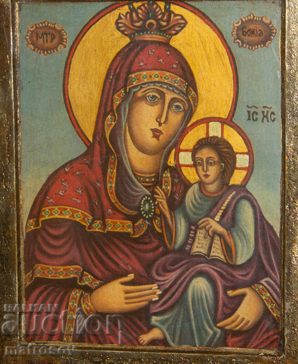 Auction  Hand-painted icon, tempera, Holy Mother of God with the Child