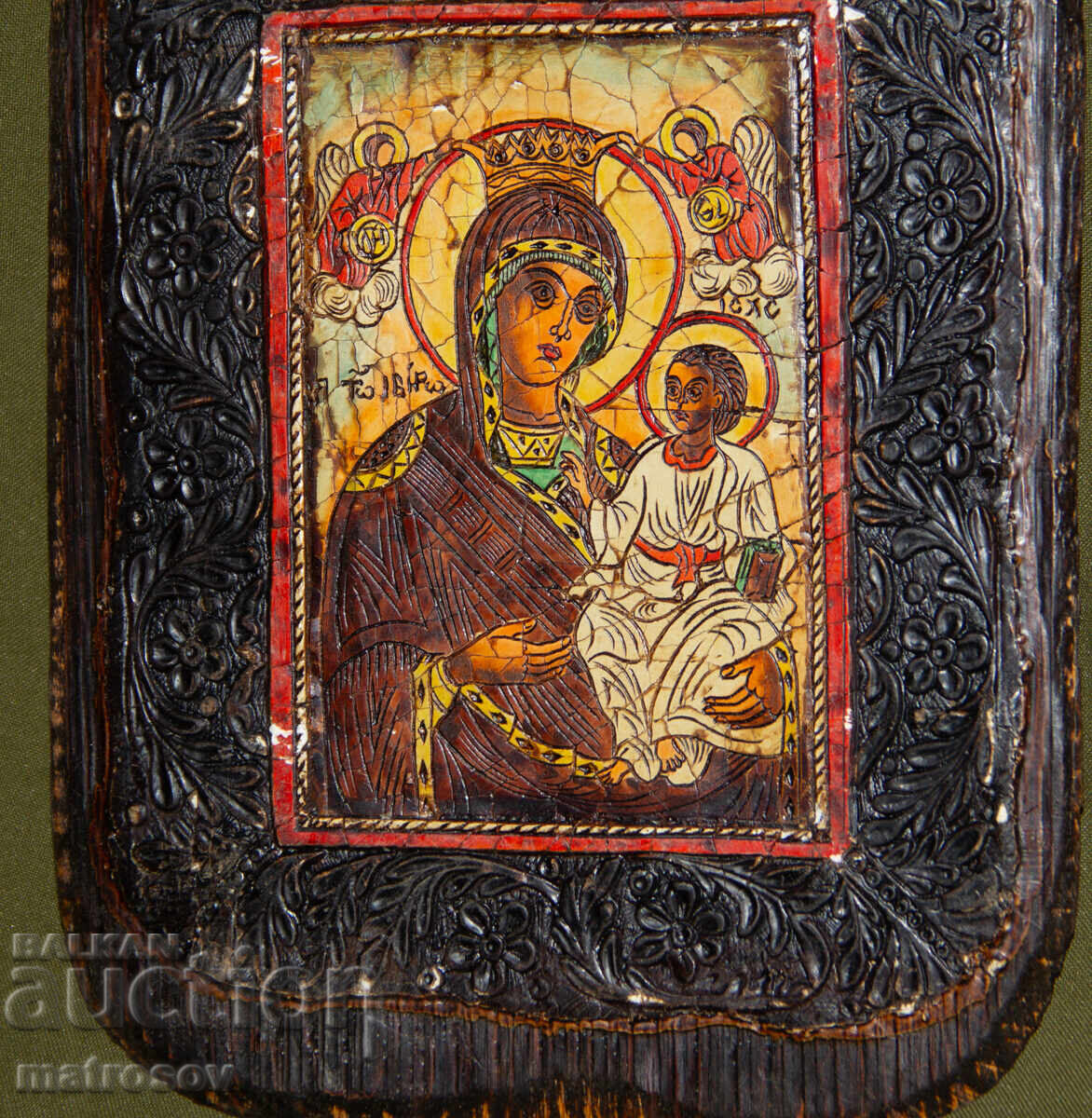 Livrarea Icoană pictată manual, tempera, Sf. Fecioară Maria cu Pruncul