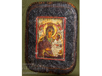 Icoană pictată manual, tempera, Sf. Fecioară Maria cu Pruncul