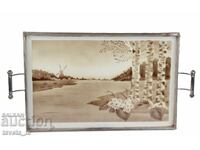 Πορσελάνινο δίσκος με ασημένια μεταλλικά εξαρτήματα Τσεχία