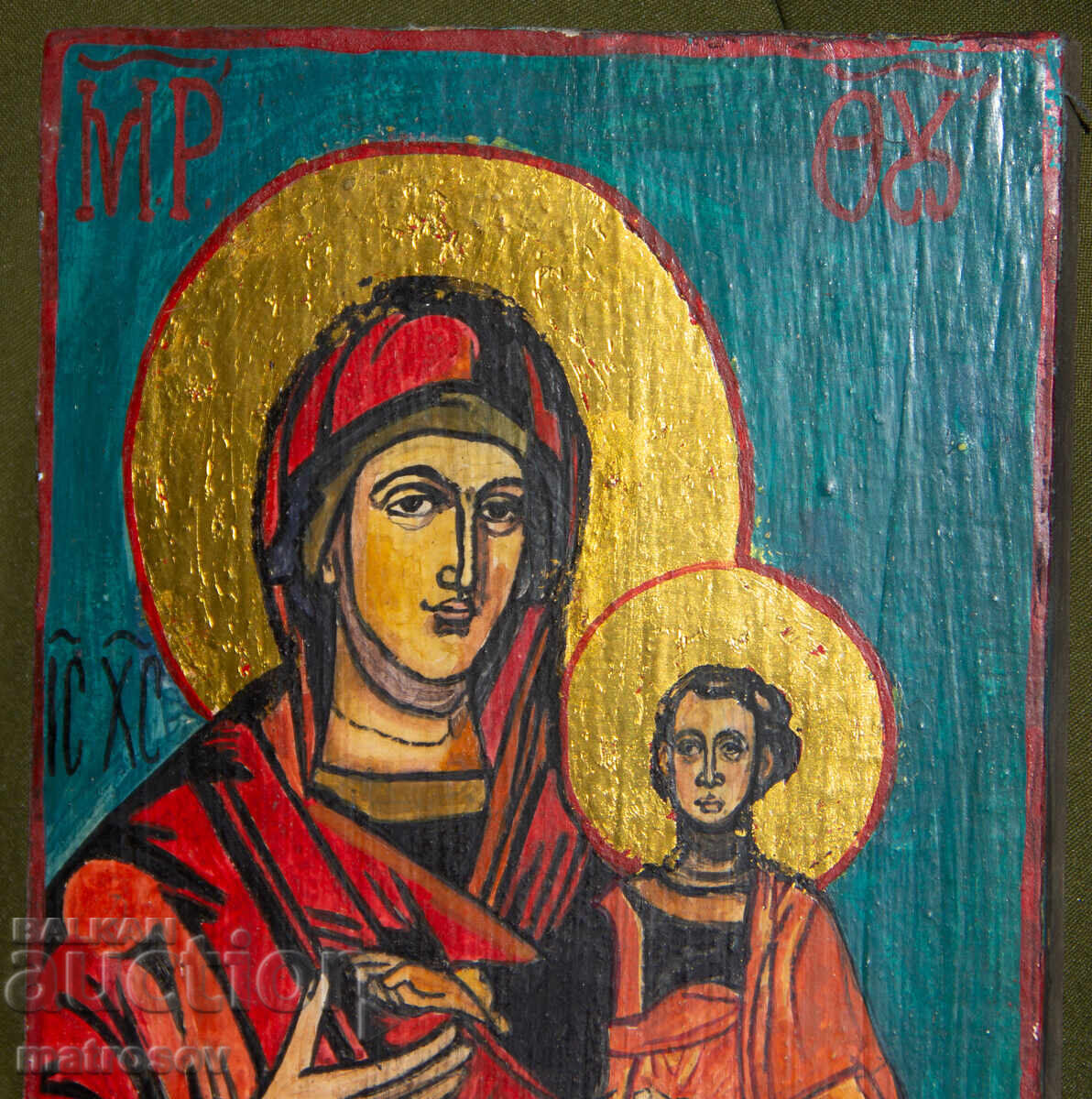 Auction  Holy Mother of God with the Child, hand-painted icon, tempera