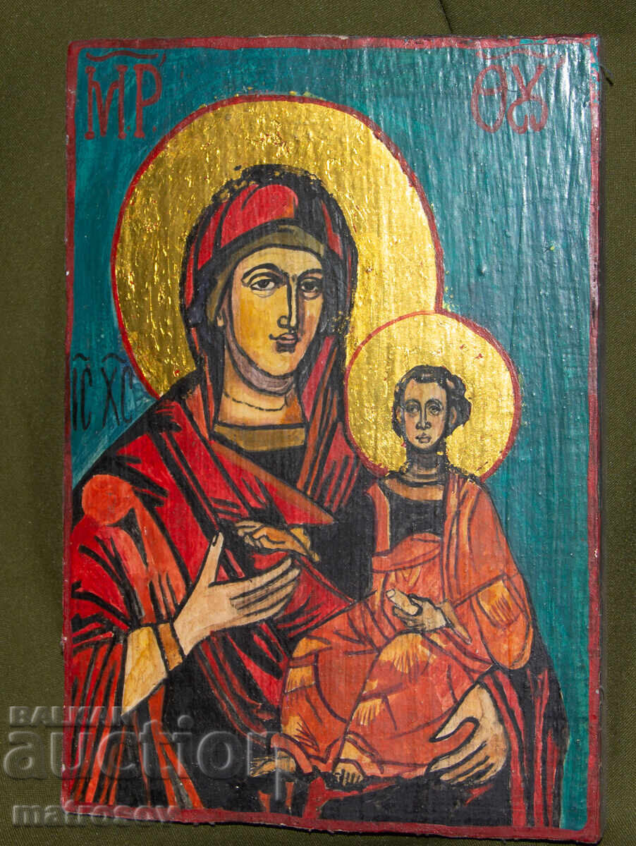 Holy Mother of God with the Child, hand-painted icon, tempera
