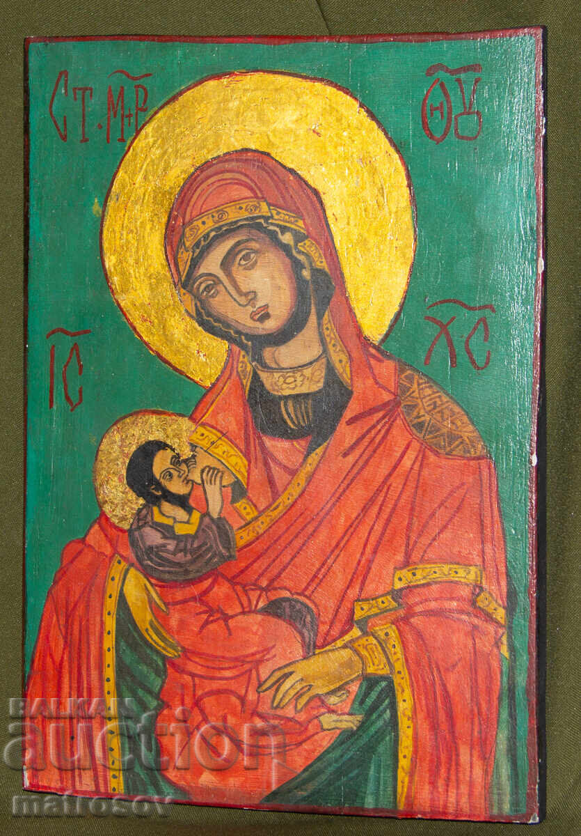 Αγία Θεοτόκος με τον Χριστό, χειροποίητη εικόνα, τέμπερα Αγία Θεοτόκος με τον Χριστό, χειροποίητη εικόνα, τέμπερα