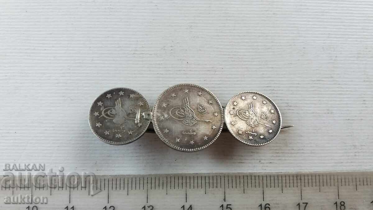 Silver brooch with Ottoman coins with price 59.99 BGN | € 30.67 Silver brooch with Ottoman coins with price 59.99 BGN | € 30.67