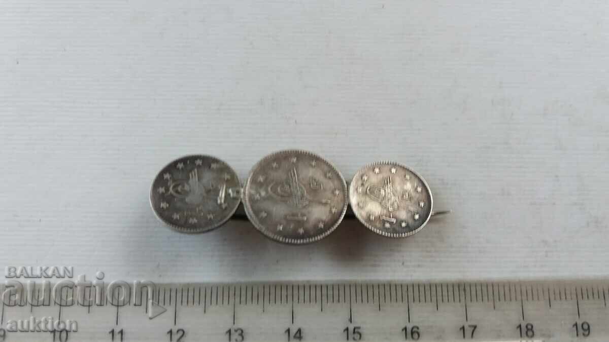 Auction Silver brooch with Ottoman coins Auction Silver brooch with Ottoman coins