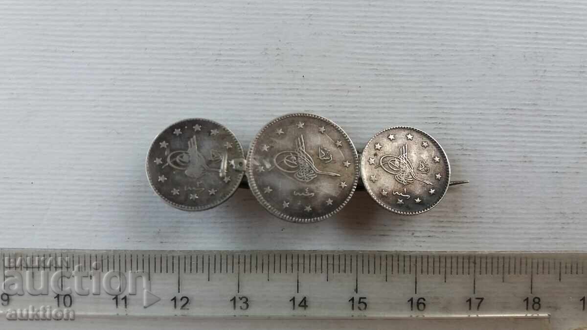 Silver brooch with Ottoman coins Silver brooch with Ottoman coins