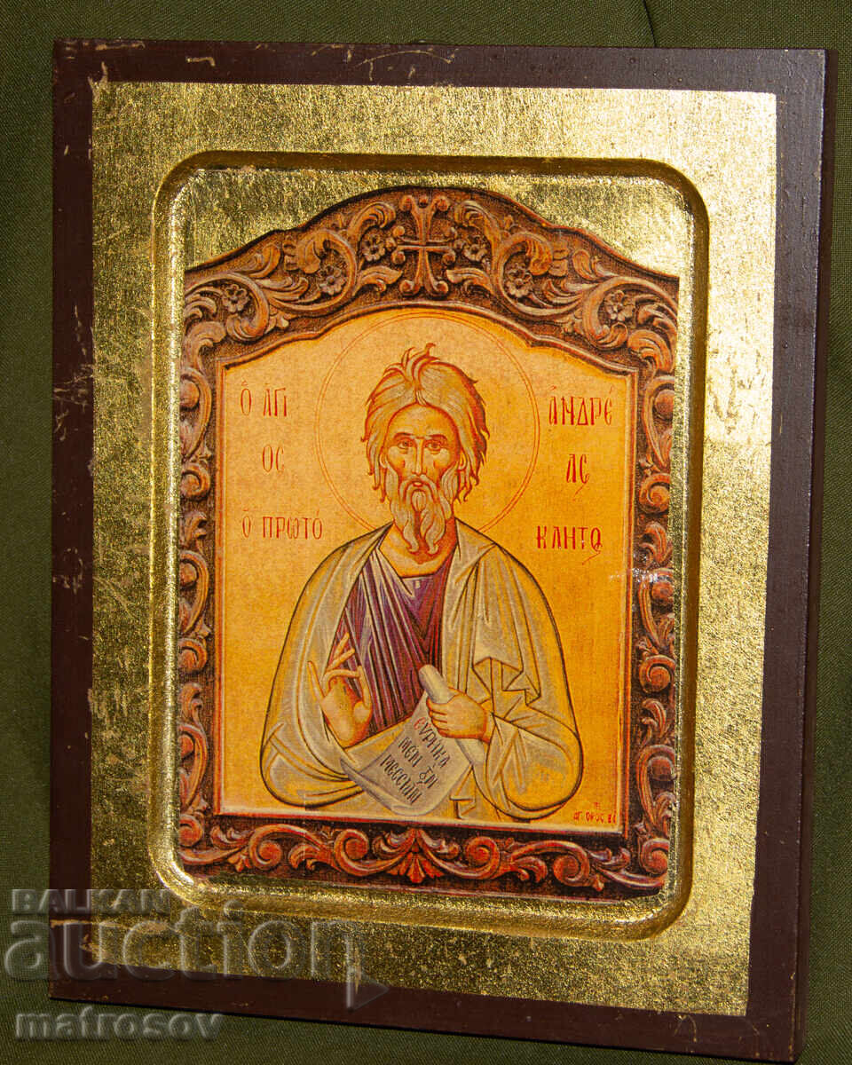 Икона, литография, златен варак, Свети Андрей с цена 200.00 лв. | € 102.26
