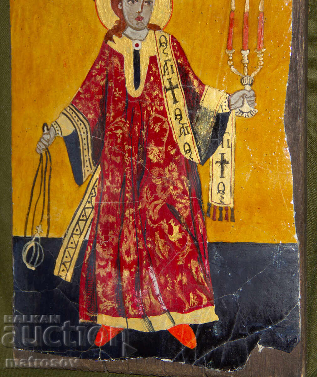 Delivery of Saint Stephen, hand-painted icon, tempera paints