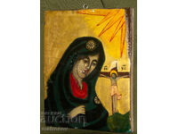 Ръчно рисувана икона, темпера, Света Дева Мария