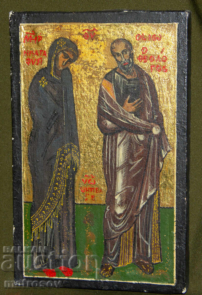 Ръчно рисувана икона,темпера, Св. Богородица и Йоан Богослов Ръчно рисувана икона,темпера, Св. Богородица и Йоан Богослов
