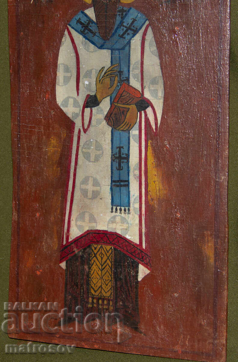 Παλιά χειροποίητη εικόνα, τέμπερα, Άγιος Βασίλειος - 5