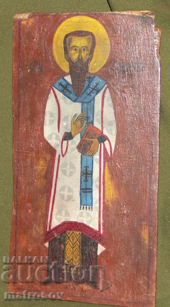 Παλιά χειροποίητη εικόνα, τέμπερα, Άγιος Βασίλειος