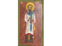 Icoană veche pictată manual, tempera, Sfântul Vasile