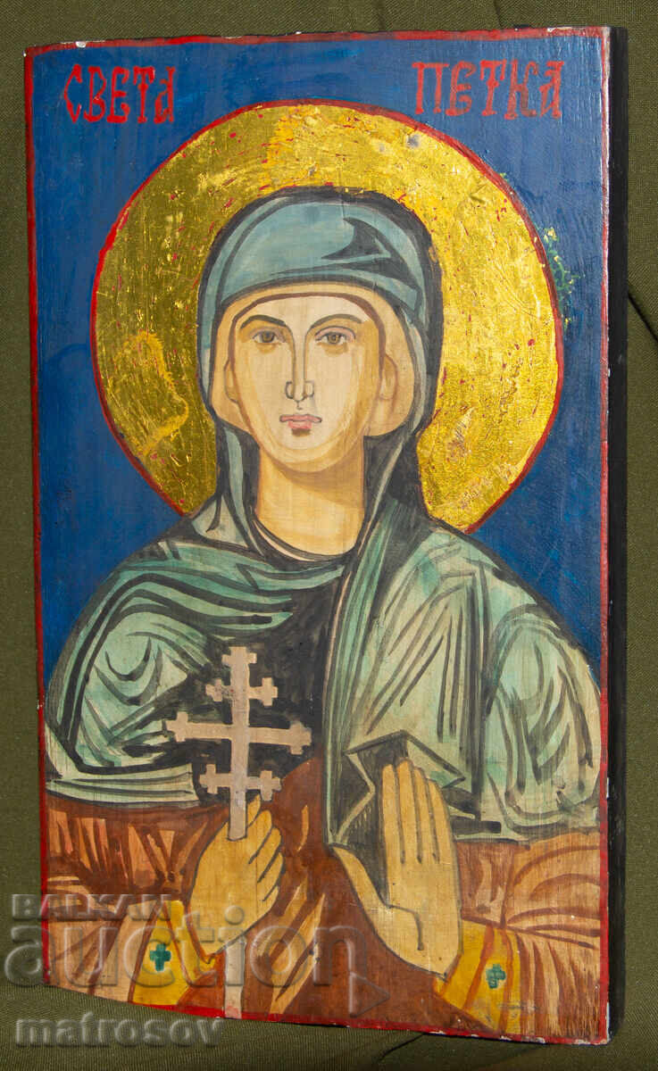 Hand-painted icon, tempera paints, Saint Petka with price 200.00 BGN | € 102.26