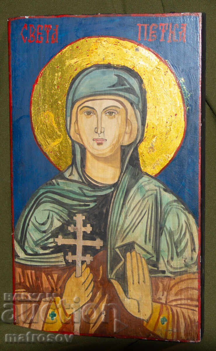 Hand-painted icon, tempera paints, Saint Petka