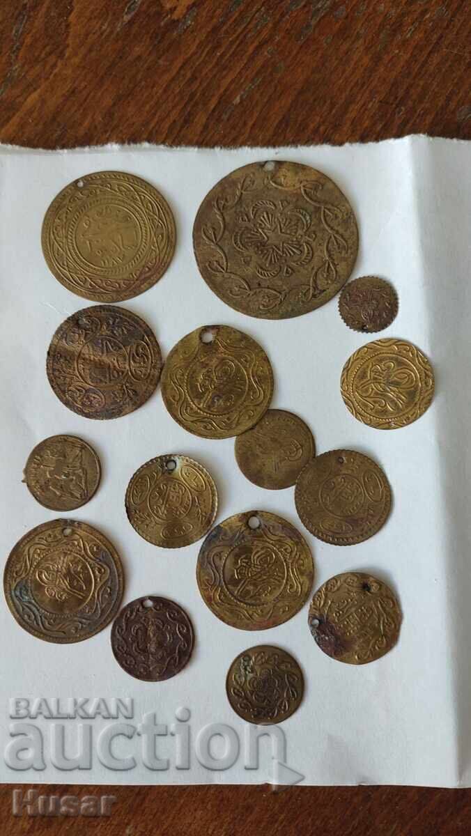 Old Turkish brass pendari 14 + 1 Mahmud II 1819 ??? Old Turkish brass pendari 14 + 1 Mahmud II 1819 ???