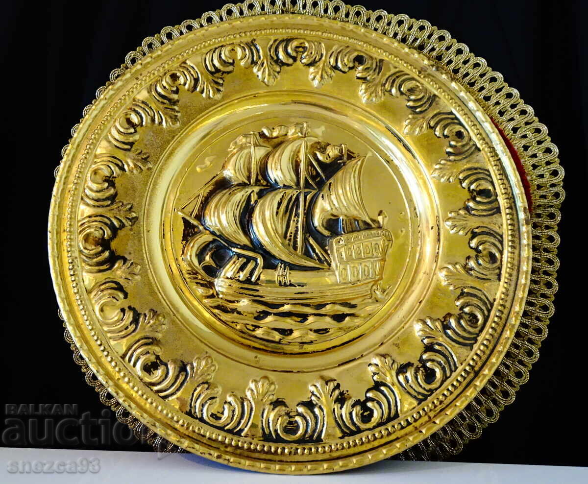 Бронзово пано,релефна картина Английски боен кораб,платноход - 6 Бронзово пано,релефна картина Английски боен кораб,платноход - 6