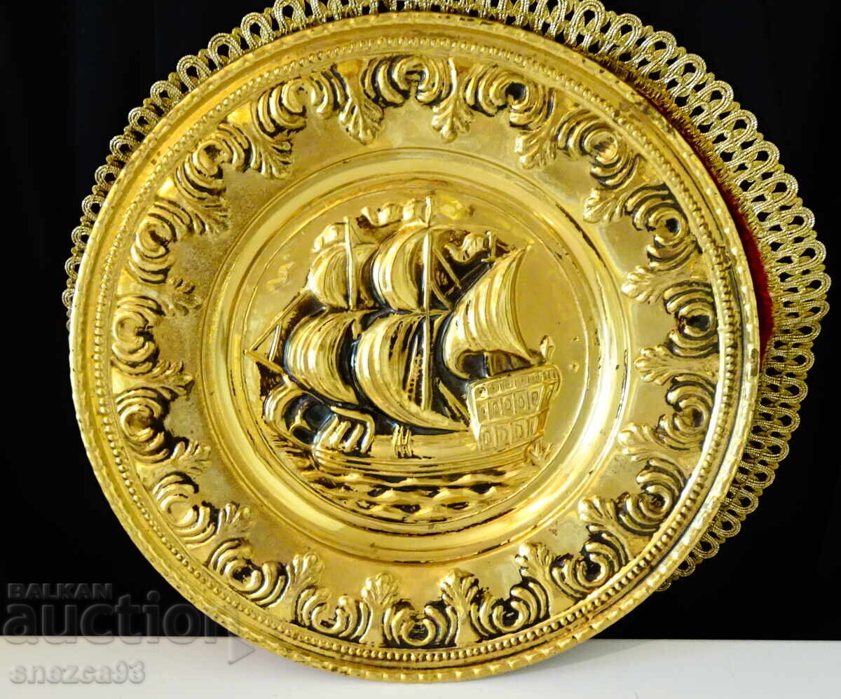 Бронзово пано,релефна картина Английски боен кораб,платноход Бронзово пано,релефна картина Английски боен кораб,платноход