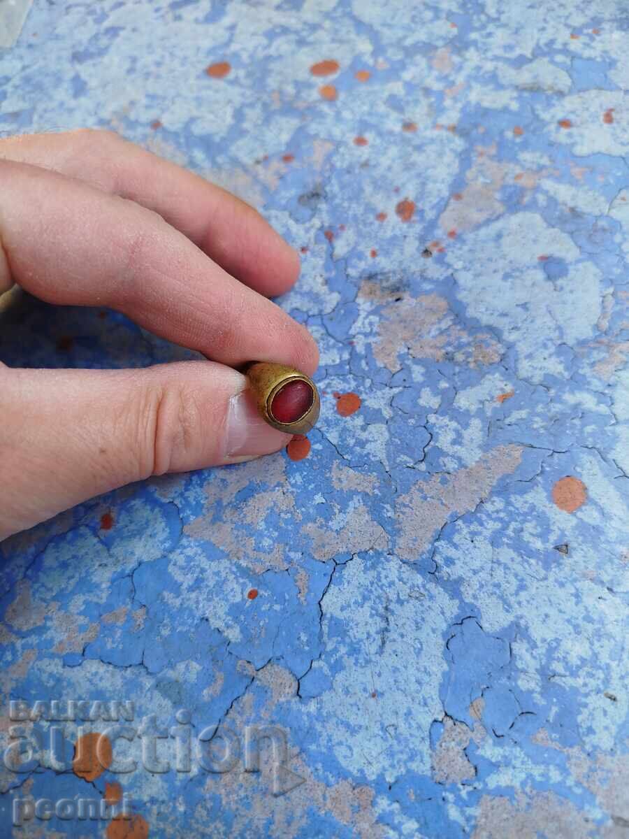 Σταρό χάλκινο δαχτυλίδι με πέτρα - 5