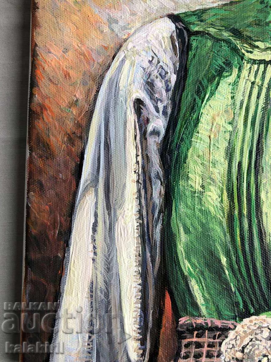 Auction Bulgarian woman with a yellow headscarf Auction Bulgarian woman with a yellow headscarf