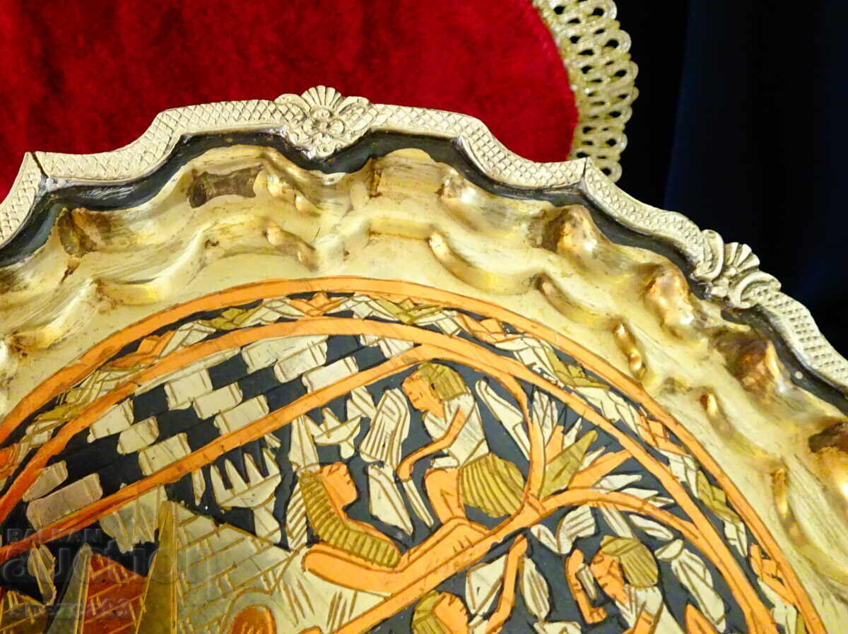 Tavă de bronz, farfurie de perete Egipt - 5