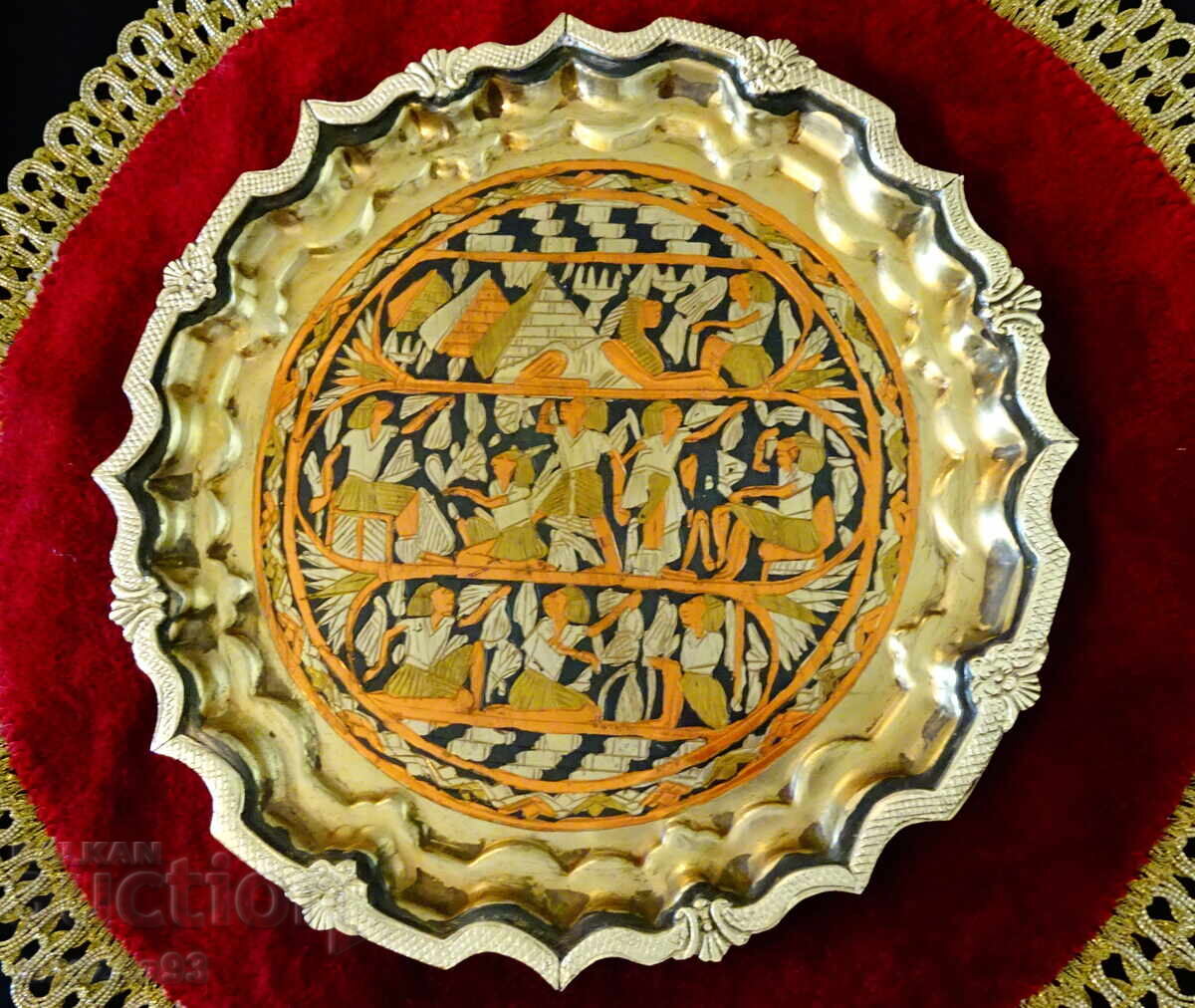 Tavă de bronz, farfurie de perete Egipt - 6