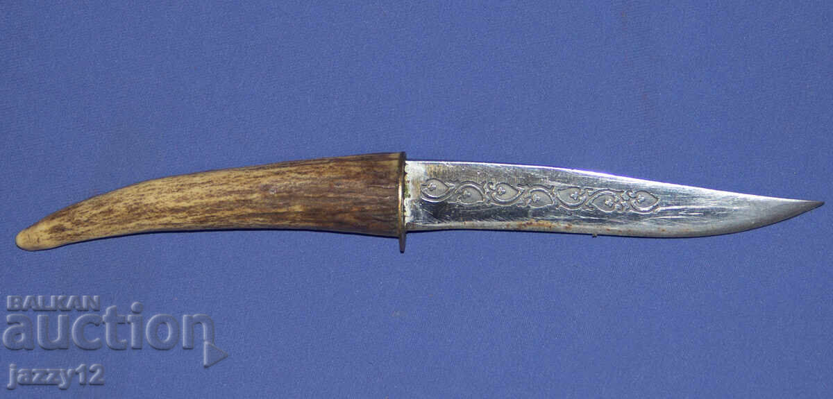 Solid hunting knife with a horn handle with price 140.00 BGN | € 71.58