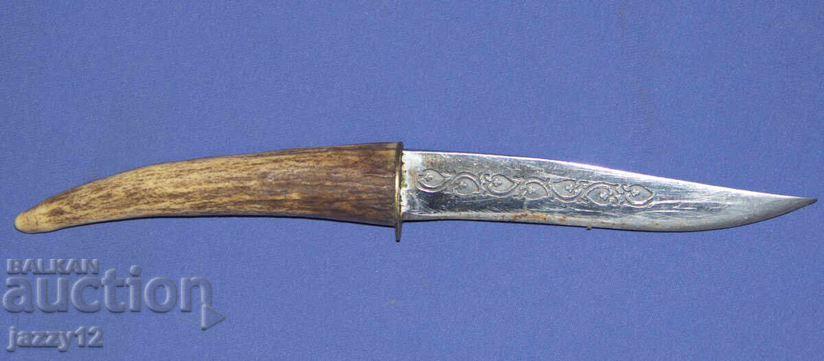 Auction  Solid hunting knife with a horn handle