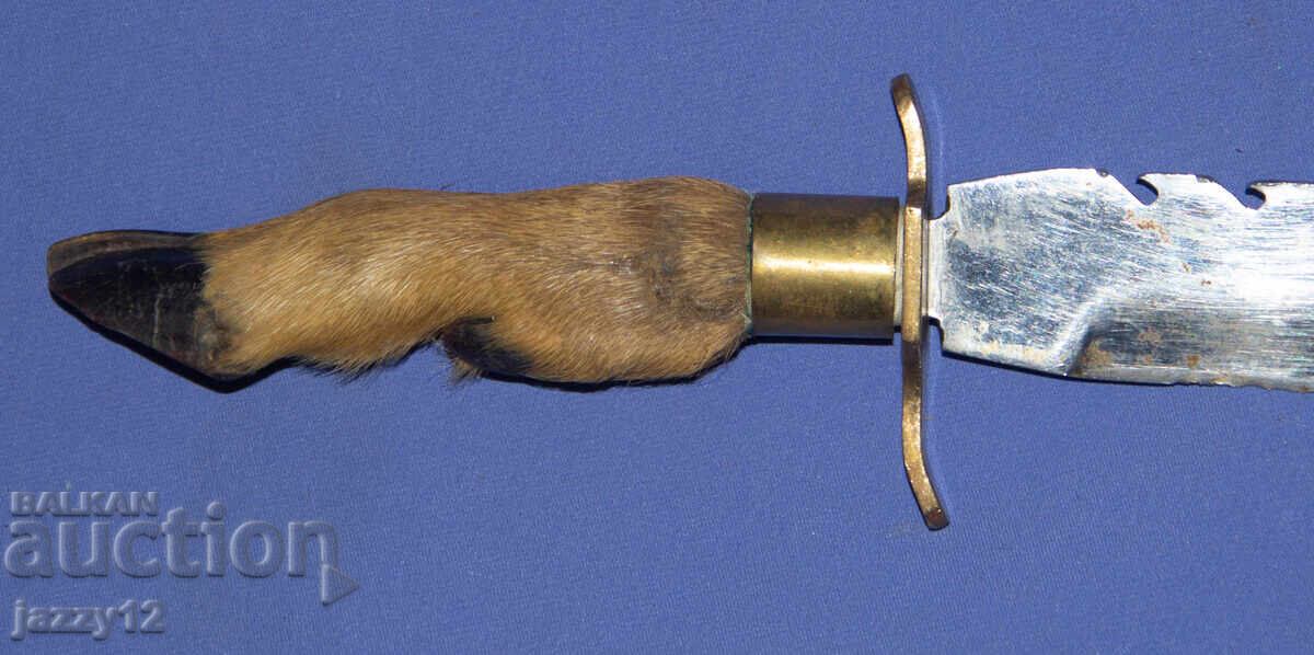 Delivery of Solid hunting knife with a hoof handle