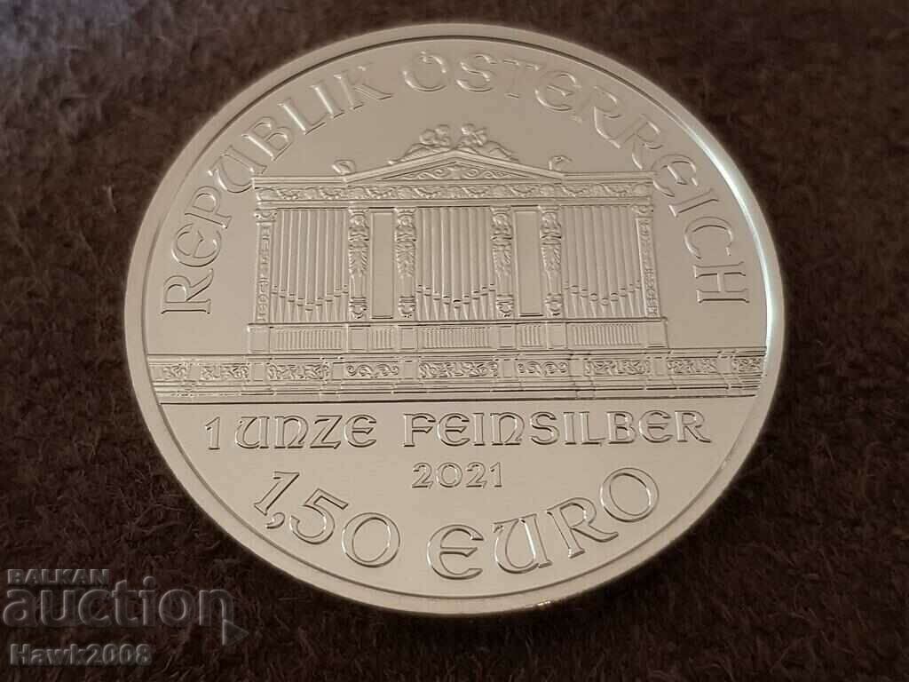 1 OZ унция 1 oz Австрийска Филхармония 2021 Сребърна монета - 5