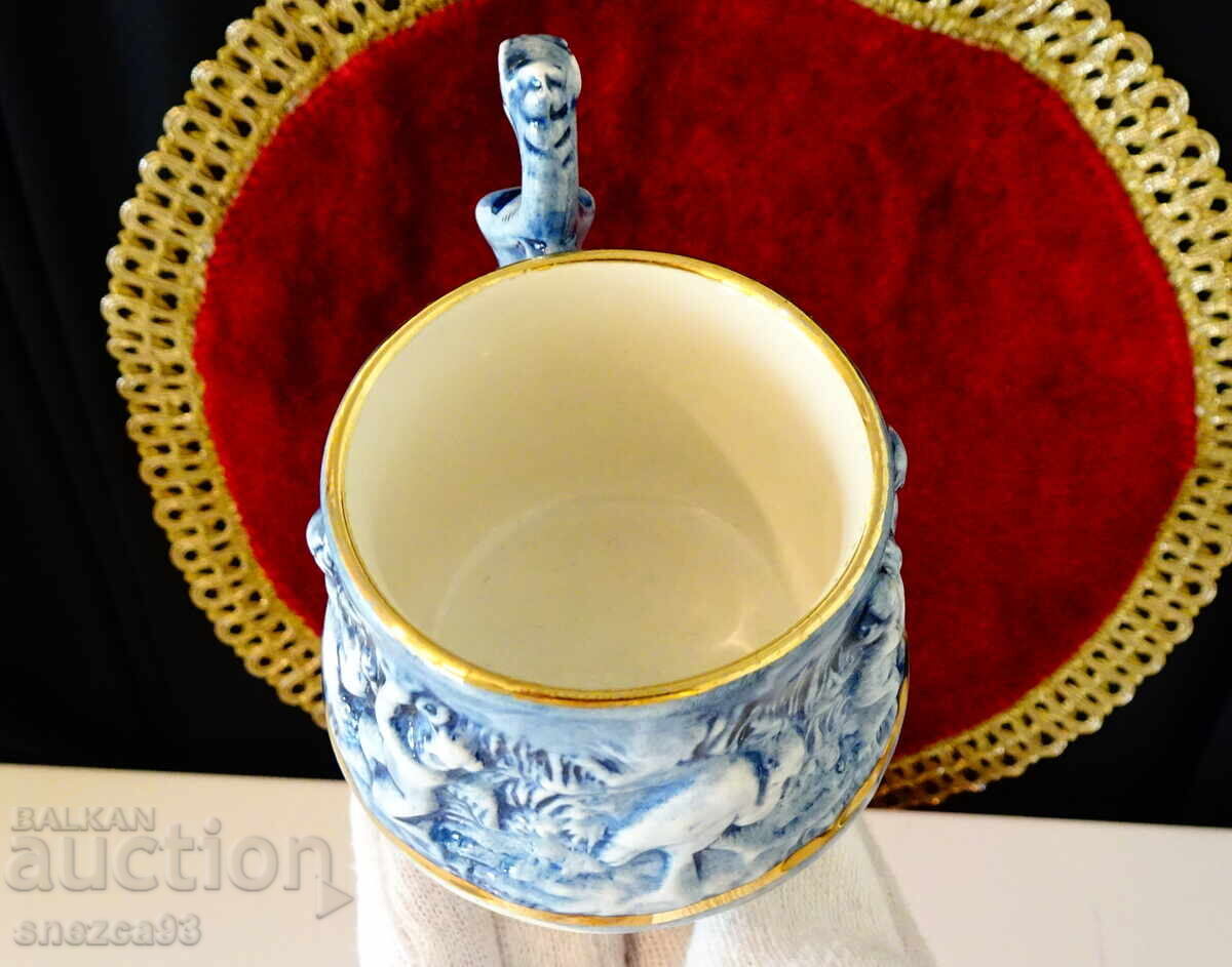 Κούπα πορσελάνης Capodimonte, άγγελοι, χρυσός - 6