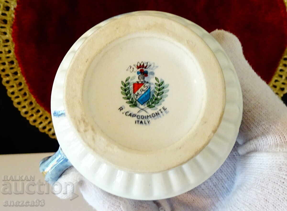 Κούπα πορσελάνης Capodimonte, άγγελοι, χρυσός - 7