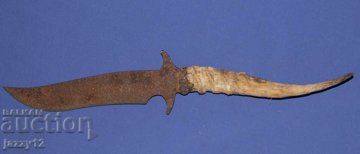 Cuțit de vânătoare solid, vechi, lucrat manual - 5