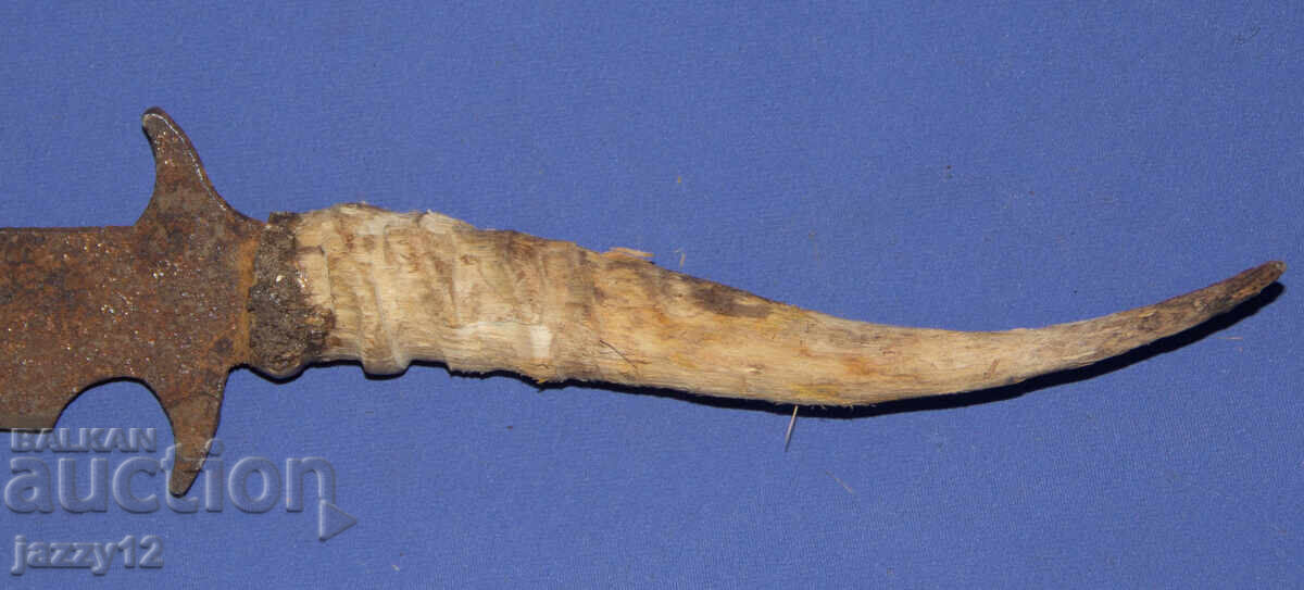 Cuțit de vânătoare solid, vechi, lucrat manual - 7