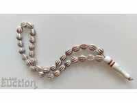 Rară mărgea veche de porțelan, rozariu de porțelan