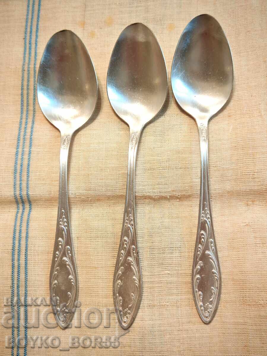 Големи Оригинални Руски Соц СССР Дълбоко Посребрени Лъжици Големи Оригинални Руски Соц СССР Дълбоко Посребрени Лъжици