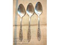 Large Original Russian USSR Deep Silver Plated Spoons