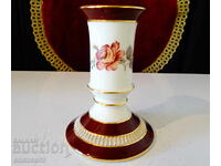 Sfeșnic din porțelan german PK Klaus Cutik, aur, flori