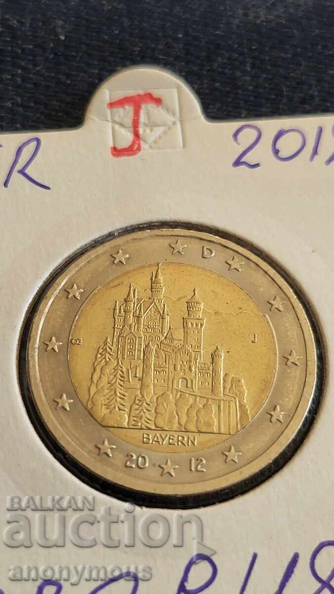 Bavaria, Bayern 2 Euro Coin Germany J