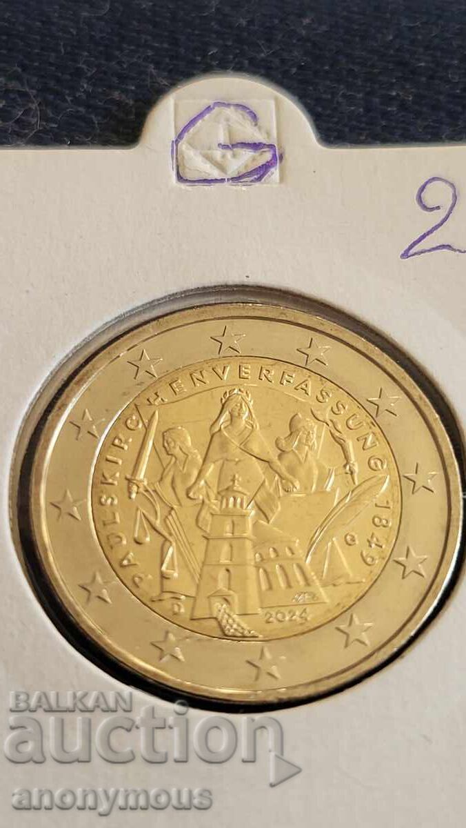 Конституция 2 евро монета Германия G 2024