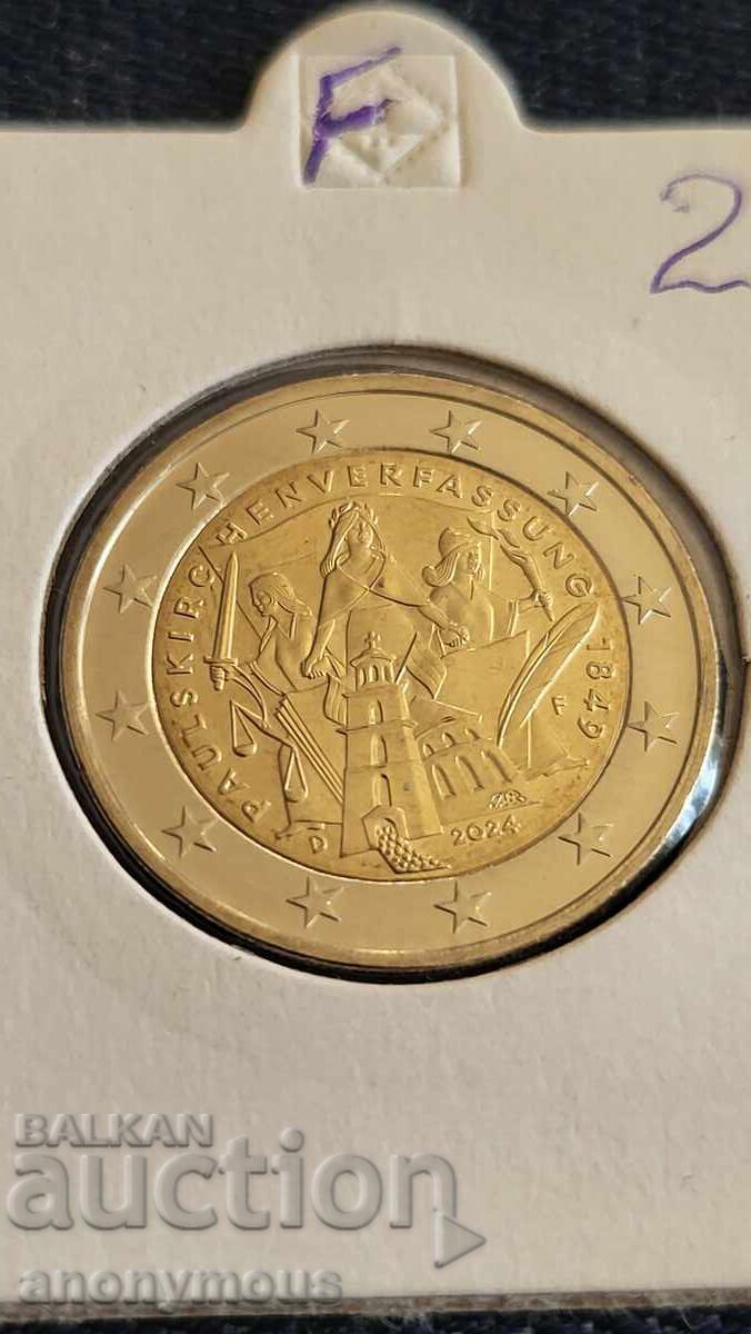 Конституция 2 евро монета Германия F 2024