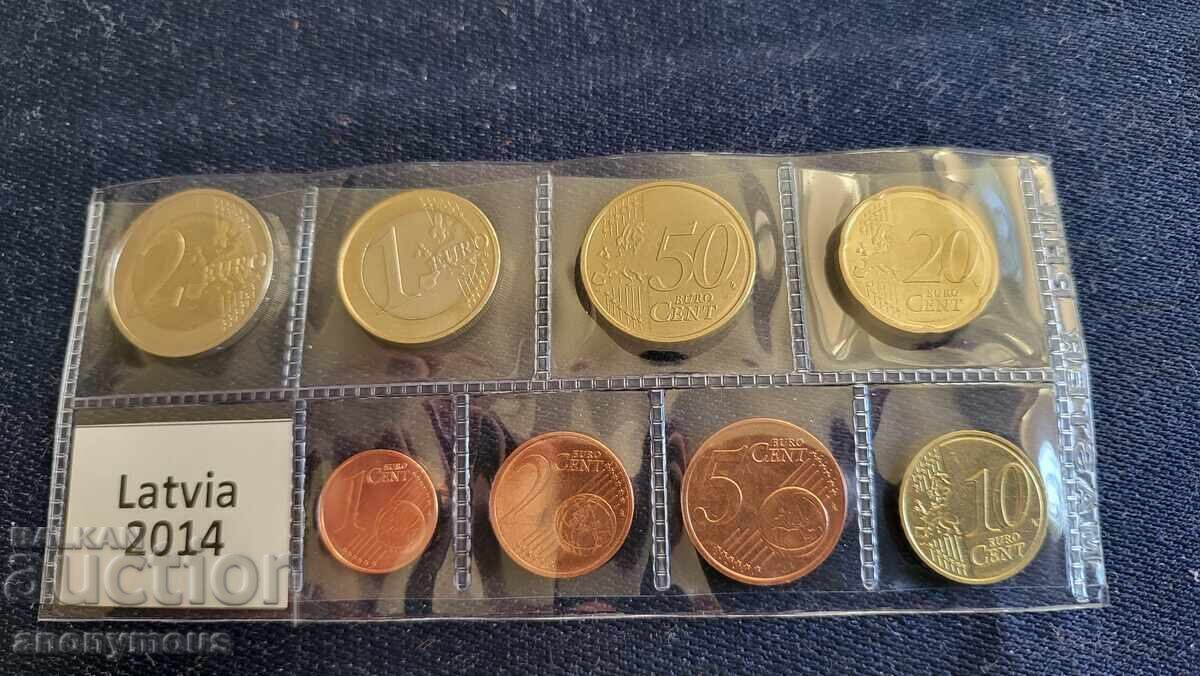 Λοτ, σετ, σετ ευρωνομισμάτων Λετονίας 2014