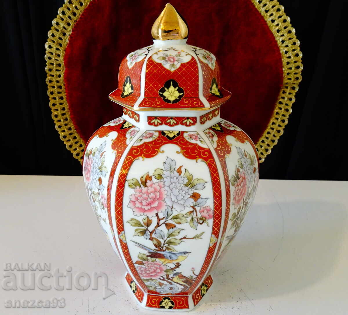 Urn, vase, jar Japanese porcelain Eiwa Kinsei, gold, birds - 7