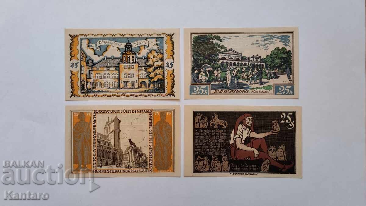 Licitație Bancnotă - GERMANIA -25 Pfennig-1921- Braunschweig-4 buc