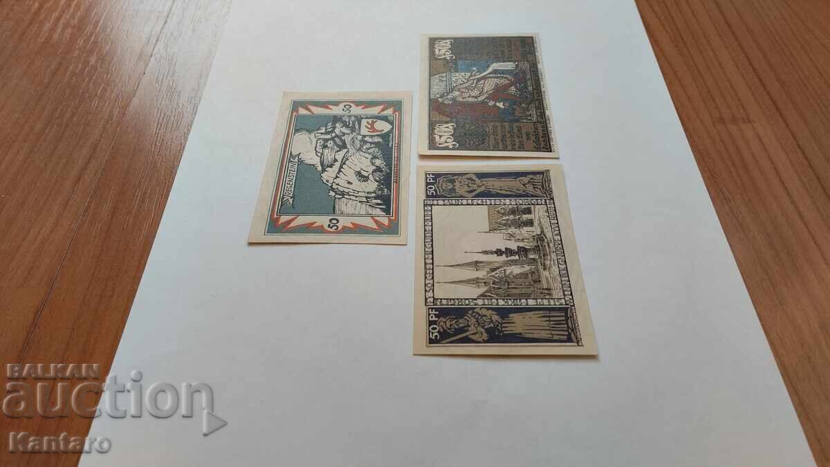 Banknote - GERMANY -50 pfennig-1921- Braunschweig-3 pcs. UNC - 5