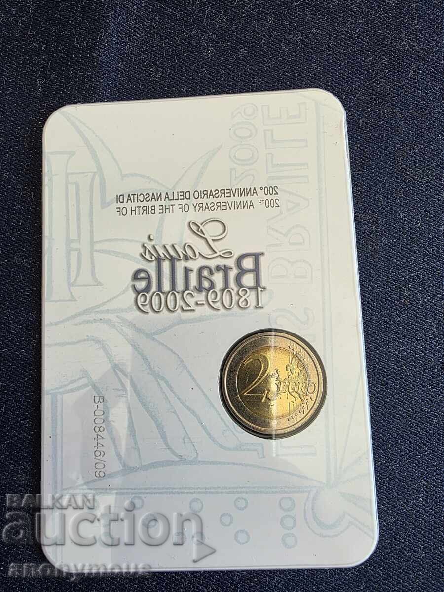 200 de ani Louis Braille, alfabetul 2 euro monedă Italia 2009 - 5