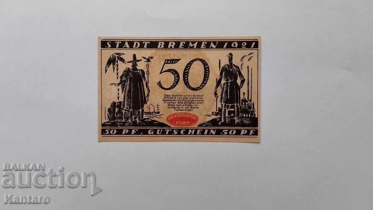 Аукцион Банкнота - ГЕРМАНИЯ - 50 пфенига - 1921 г. - Бремен - UNC