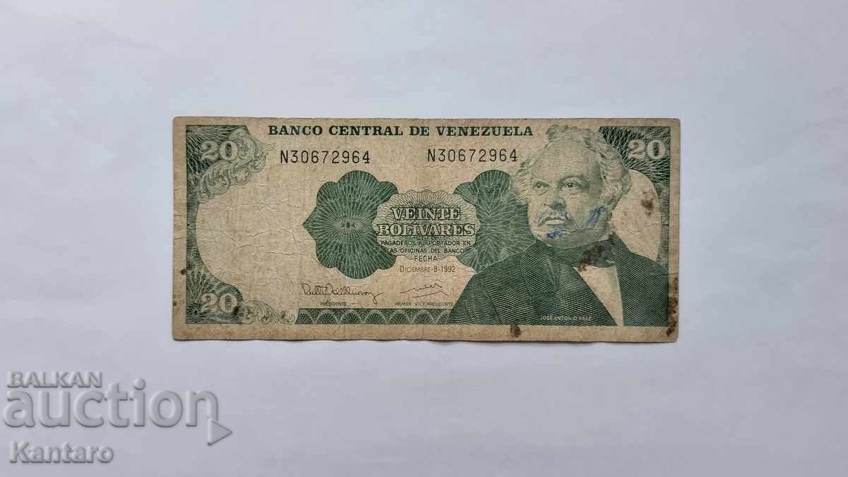 Τραπεζογραμμάτιο - ΒΕΝΕΖΟΥΕΛΑ - 20 μπολίβαρ - 1992