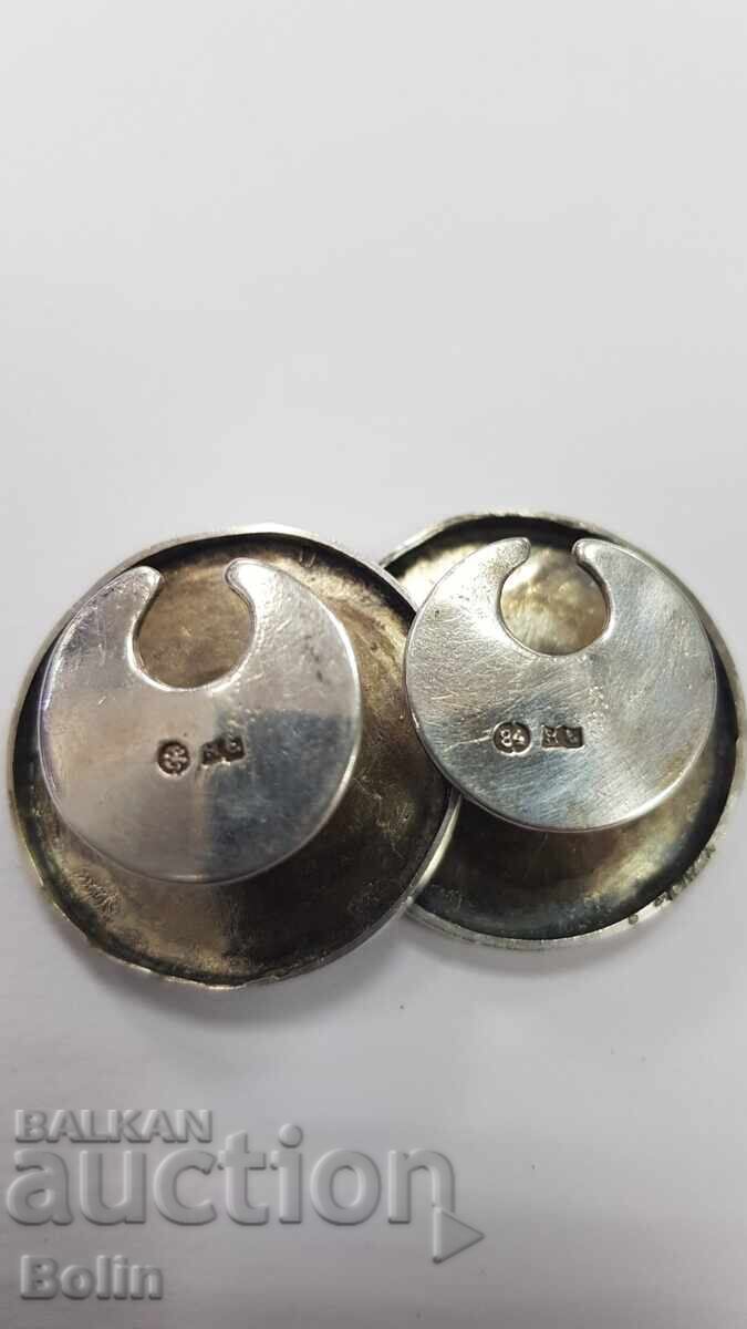 Russian Imperial Silver Enamel Cufflinks - 84 pr. - with Box 19th c - 7