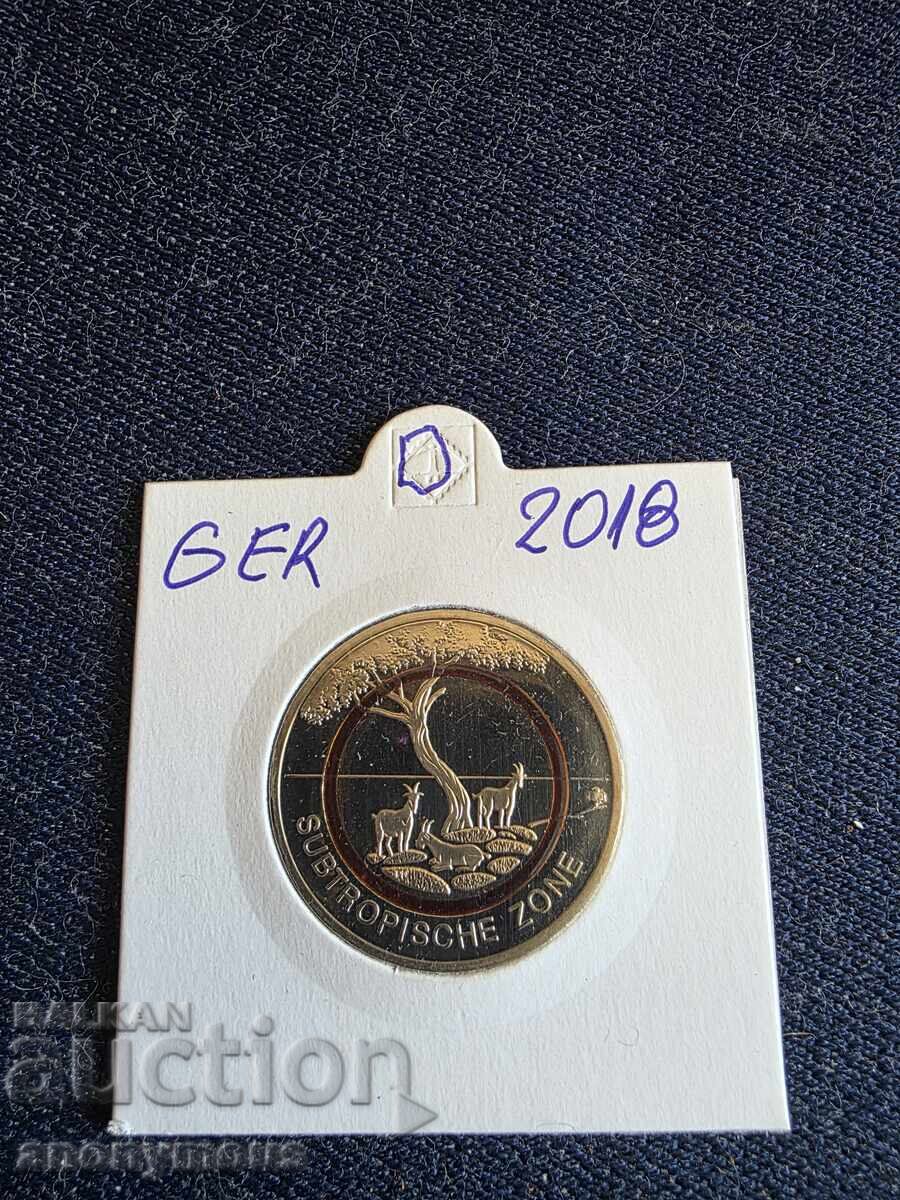 5 Euro Coin Germany Subtropical Zone, Region D 2018 5 Euro Coin Germany Subtropical Zone, Region D 2018